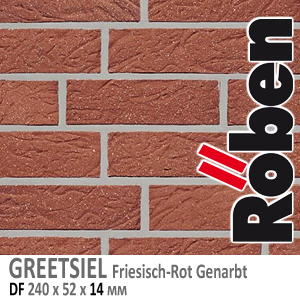 GREETSIEL Freisich-Rot Genarbt Besandet DF 240х52х 14 фризланд красный цвет клинкерная плитка ручной формовки Roben Германия купить - цена за штуку и за м2  в наличии в Москве на Roof-n-Roll.ru