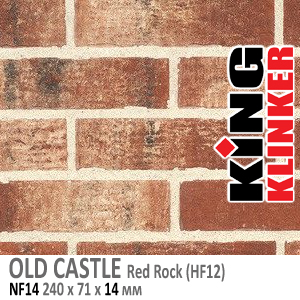 King Klinker серия OLD CASTLE цвет Red Rock (HF12) формат NF14 240х71х14 мм. Фасадная клинкерная плитка под состаренный кирпич ручной формовки. Всегда в наличии. Цена и как купить в Москве. Акция в Roof-N-Roll.ru