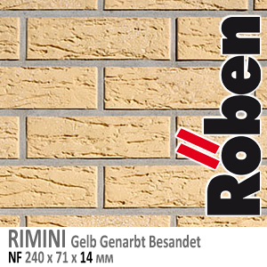 RIMINI Gelb Genarbt Besandet NF 240х71х 14 мм желтая пестрая с песком мерейная клинкерная плитка Roben Германия купить - цена за штуку и за м2  в наличии в Москве на Roof-n-Roll.ru