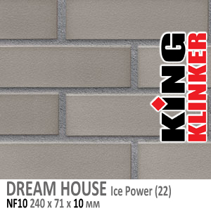 King Klinker серия DREAM HOUSE цвет Ice Power (22) формат NF10 240х71х10 мм. Фасадная клинкерная плитка под кирпич. Всегда в наличии. Цена и как купить в Москве. Акция в Roof-N-Roll.ru