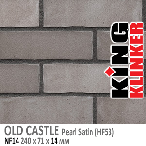 King Klinker серия OLD CASTLE цвет Pearl Satin (HF53) формат NF14 240х71х14 мм. Фасадная клинкерная плитка под состаренный кирпич ручной формовки. Всегда в наличии. Цена и как купить в Москве. Акция в Roof-N-Roll.ru