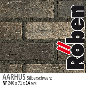 AARHUS Siblerschwarz NF 240х71х 14 серебряно черный клинкерная плитка Roben Германия купить - цена за штуку и за м2  в наличии в Москве на Roof-n-Roll.ru