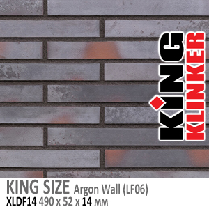 King Klinker серия KING SIZE цвет Argon wall (LF06)  формат РИГЕЛЬ XLDF14 490х52х14 мм. длинная фасадная клинкерная плитка под ригельный кирпич. Всегда в наличии. Цена и как купить в Москве. Акция в Roof-N-Roll.ru
