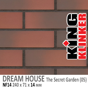 King Klinker серия DREAM HOUSE цвет The Secret Garden (05) формат NF14 240х71х14 мм. Фасадная клинкерная плитка под кирпич. Поставка под заказ. Цена и как купить в Москве. Акция в Roof-N-Roll.ru