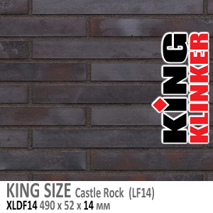 King Klinker серия KING SIZE цвет Castle rock  (LF14) формат РИГЕЛЬ XLDF14 490х52х14 мм. длинная фасадная клинкерная плитка под ригельный кирпич. Всегда в наличии. Цена и как купить в Москве. Акция в Roof-N-Roll.ru