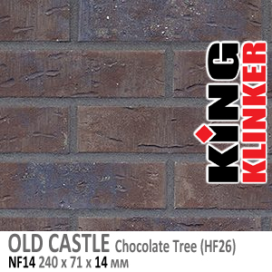 King Klinker серия OLD CASTLE цвет Chocolate Tree (HF26) формат NF14 240х71х14 мм. Фасадная клинкерная плитка под состаренный кирпич ручной формовки. Всегда в наличии. Цена и как купить в Москве. Акция в Roof-N-Roll.ru