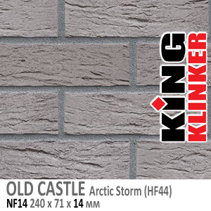 King Klinker серия OLD CASTLE цвет Arctic Storm (HF44) формат NF14 240х71х14 мм. Фасадная клинкерная плитка под состаренный кирпич ручной формовки. Всегда в наличии. Цена и как купить в Москве. Акция в Roof-N-Roll.ru