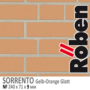 SORRENTO Gelb-Orange Glatt NF 9 мм желто оранжевая гладкая клинкерная плитка Roben Германия купить - цена за штуку и за м2  в наличии в Москве на Roof-n-Roll.ru