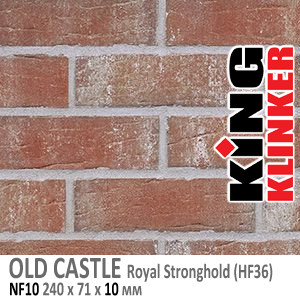 King Klinker серия OLD CASTLE цвет Royal Stronghold (HF36)  формат NF10 240х71х10 мм. Фасадная клинкерная плитка под состаренный кирпич ручной формовки. Всегда в наличии. Цена и как купить в Москве. Акция в Roof-N-Roll.ru