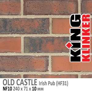 King Klinker серия OLD CASTLE цвет Irish Pub (HF31) формат NF10 240х71х10 мм. Фасадная клинкерная плитка под состаренный кирпич ручной формовки. Всегда в наличии. Цена и как купить в Москве. Акция в Roof-N-Roll.ru