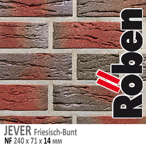 JEVER Freisich-Bunt NF 240х71х 14 фризланд красно серый пестрый цвет с нагаром мерейная клинкерная плитка ручной формовки Roben Германия купить - цена за штуку и за м2  в наличии в Москве на Roof-n-Roll.ru