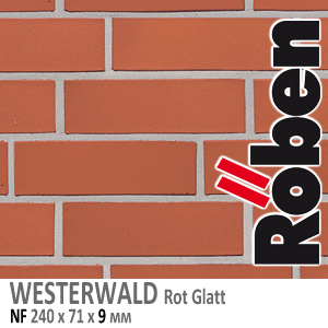 WESTERWALD Rot Glatt NF 9 мм красная гладкая клинкерная плитка Roben Германия купить - цена за штуку и за м2  в наличии в Москве на Roof-n-Roll.ru