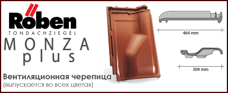 Вентиляционная черепица ROBEN к серии MonzaPLUS - цена - купить в Москве на Roof-n-Roll.ru