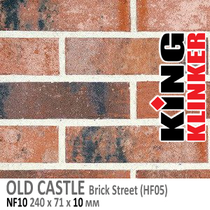 King Klinker серия OLD CASTLE цвет Brick street (HF05) формат NF10 240х71х10 мм. Фасадная клинкерная плитка под состаренный кирпич ручной формовки. Всегда в наличии. Цена и как купить в Москве. Акция в Roof-N-Roll.ru