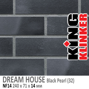 King Klinker серия DREAM HOUSE цвет Black Pearl (32) формат NF14 240х71х14 мм. Фасадная клинкерная плитка под кирпич. Поставка под заказ. Цена и как купить в Москве. Акция в Roof-N-Roll.ru