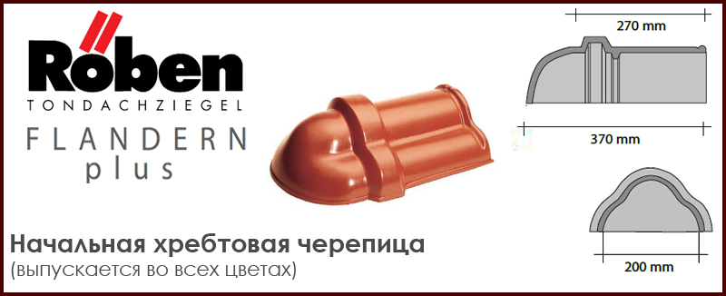 Начальная хребтовая черепица Трилистник ROBEN к серии FLANDERN plus - цена - купить в Москве на Roof-n-Roll.ru