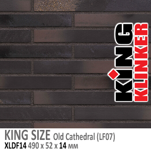 King Klinker серия KING SIZE цвет Old cathedral (LF07) формат РИГЕЛЬ XLDF14 490х52х14 мм. длинная фасадная клинкерная плитка под ригельный кирпич. Всегда в наличии. Цена и как купить в Москве. Акция в Roof-N-Roll.ru