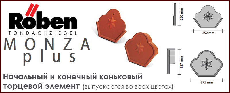 Начальный и конечный коньковый элемент ROBEN к серии MonzaPLUS - цена - купить в Москве на Roof-n-Roll.ru