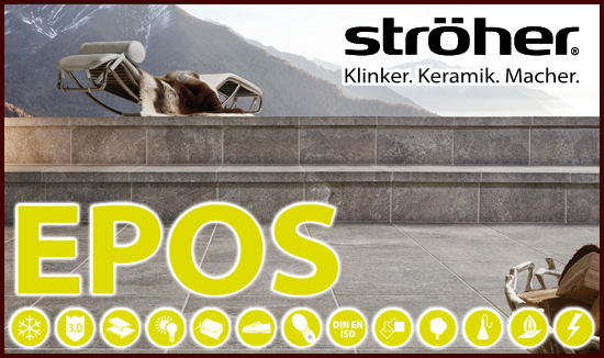 Stroeher EPOS нескользящая напольная плитка и клинкерные ступени ШТРЕХЕР серия ЭПОС из Германии купить в Москве цена в наличии на Roof-n-Roll.ru 