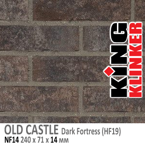 King Klinker серия OLD CASTLE цвет Dark Fortress (HF19) формат NF14 240х71х14 мм. Фасадная клинкерная плитка под состаренный кирпич ручной формовки. Всегда в наличии. Цена и как купить в Москве. Акция в Roof-N-Roll.ru