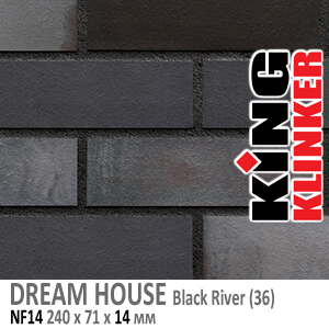 King Klinker серия DREAM HOUSE цвет Black River (36) формат NF14 240х71х14 мм. Фасадная клинкерная плитка под кирпич. Поставка под заказ. Цена и как купить в Москве. Акция в Roof-N-Roll.ru