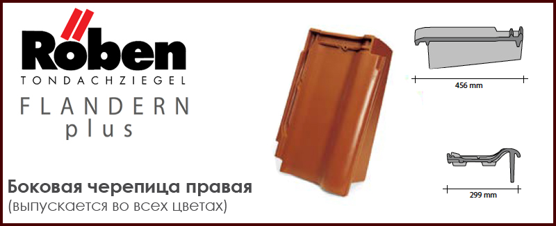 Боковая черепица правая ROBEN к серии FLANDERN plus - цена - купить в Москве на Roof-n-Roll.ru