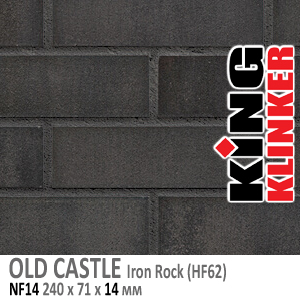 King Klinker серия OLD CASTLE цвет Iron Rock (HF62) формат NF14 240х71х14 мм. Фасадная клинкерная плитка под состаренный кирпич ручной формовки. Всегда в наличии. Цена и как купить в Москве. Акция в Roof-N-Roll.ru