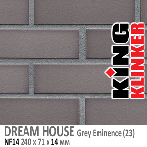 King Klinker серия DREAM HOUSE цвет Grey Eminence (23) формат NF14 240х71х14 мм. Фасадная клинкерная плитка под кирпич. Поставка под заказ. Цена и как купить в Москве. Акция в Roof-N-Roll.ru