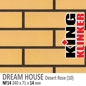 King Klinker серия DREAM HOUSE цвет Desert Rose (10) формат NF14 240х71х14 мм. Фасадная клинкерная плитка под кирпич. Поставка под заказ. Цена и как купить в Москве. Акция в Roof-N-Roll.ru
